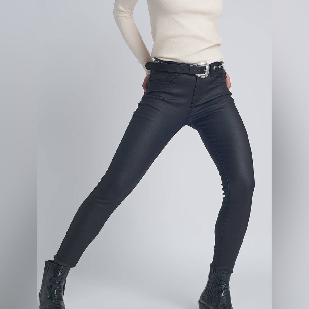 Q2 .New with tags Faux Leather Skinny Trousers.